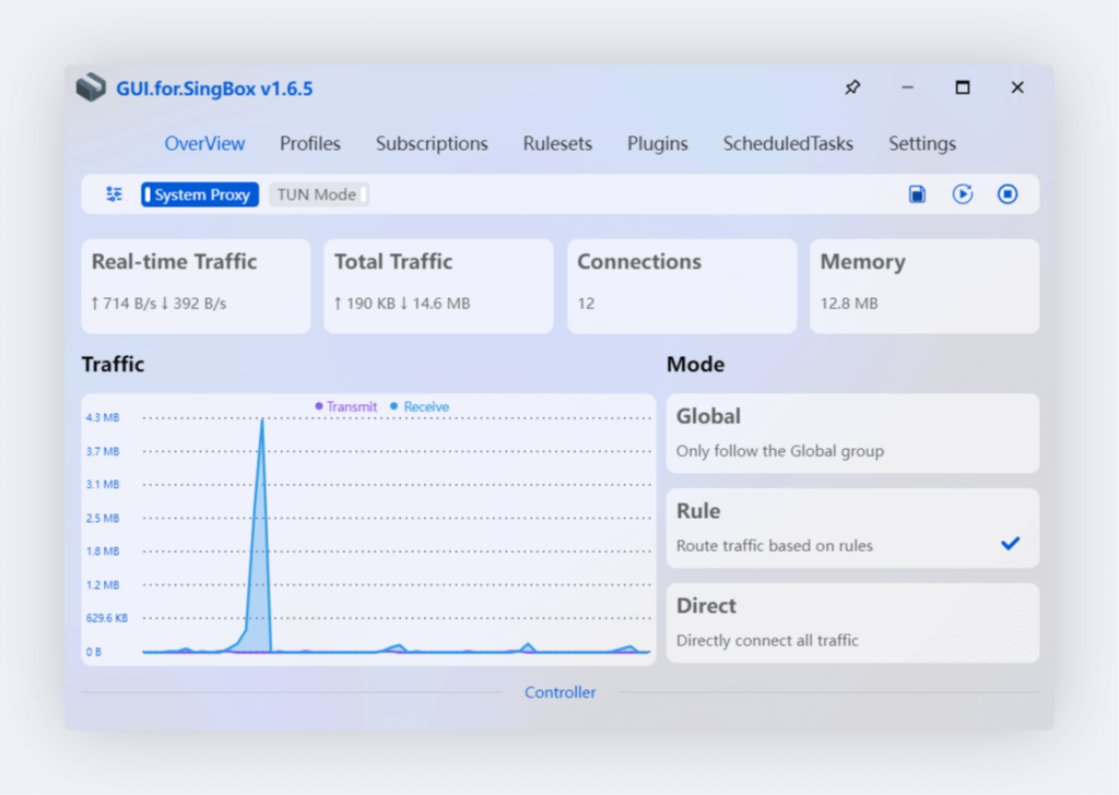 GUI.for.SingBox电脑客户端界面